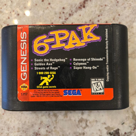 6-PAK Sega Genesis Cart Only!