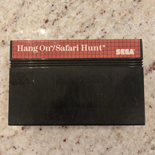 Hang On &amp; Safari Hunt Sega Master Cart. y caja solamente 