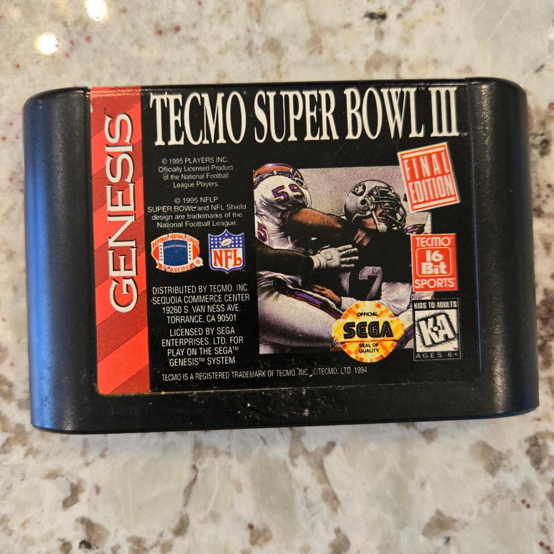 Temo Super Bowl 3 Sega Genesis Cart Only!