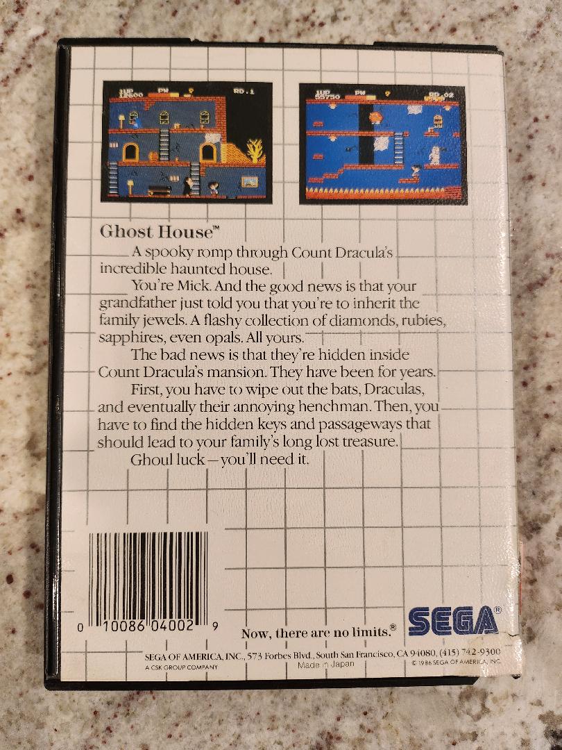 Ghost House Sega Master Cart. and Box Only