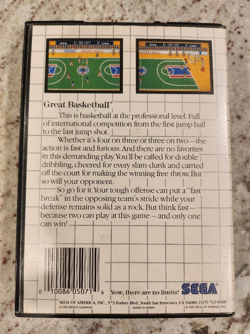 Great Basketball Sega Master Cart. and Box Only