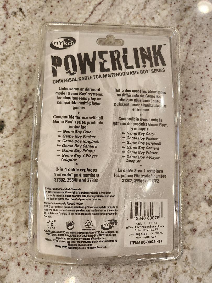 Cable universal NYKO Powerlink Nintendo Gameboy, GBC, bolsillo sellado NUEVO 