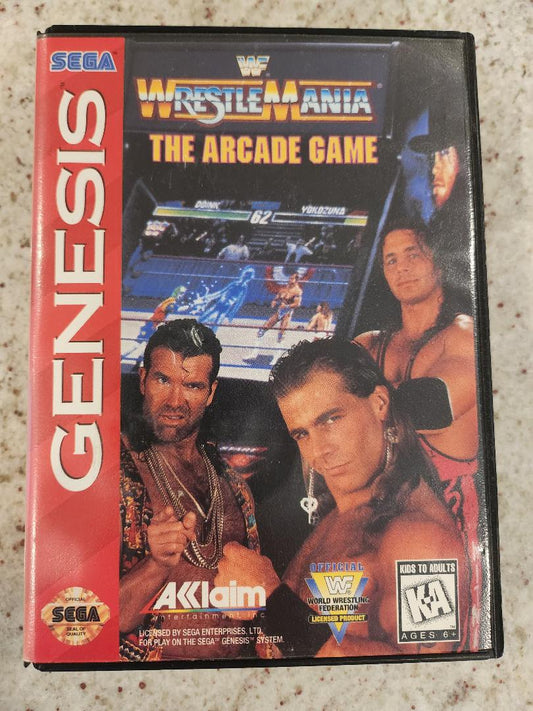 WWF WrestleMania: Le jeu d'arcade Sega Genesis Cart. et boîte seulement 
