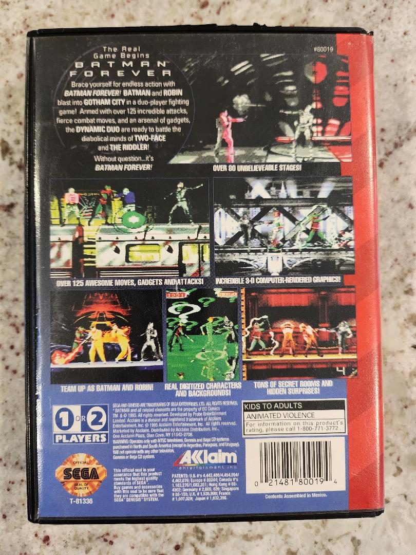 BATMAN FOREVER Sega Genesis Cart. and Box Only