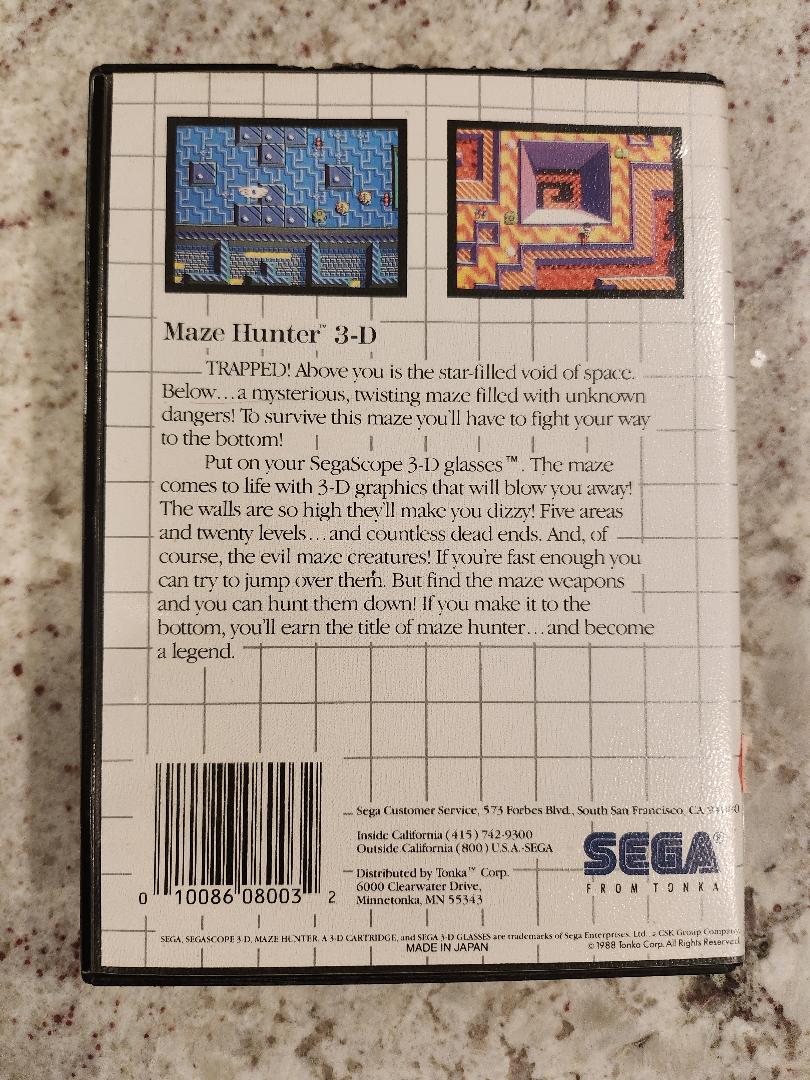 Maze Hunter 3-D Sega Maître CIB 
