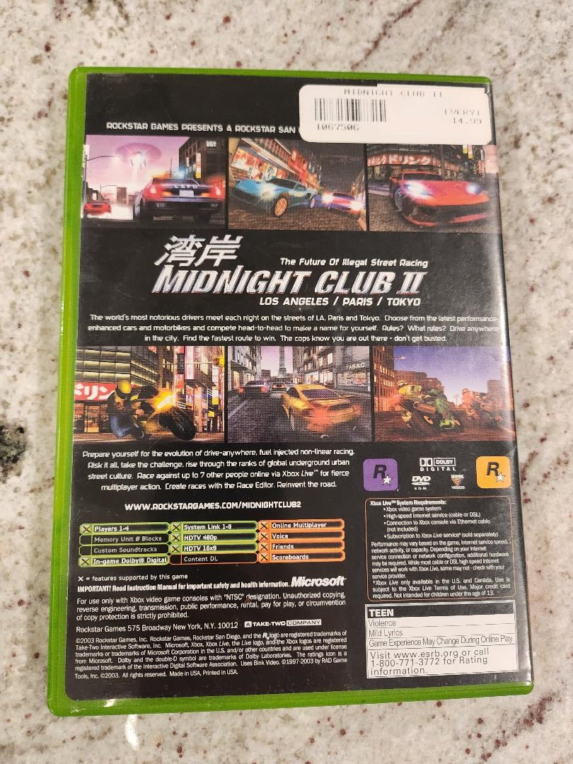 Midnight Club II 2 Xbox Original