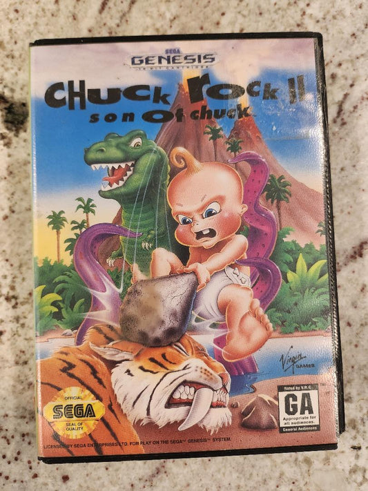 Chuck Rock II: Hijo de Chuck 2 Sega Genesis Cart. y caja solamente 