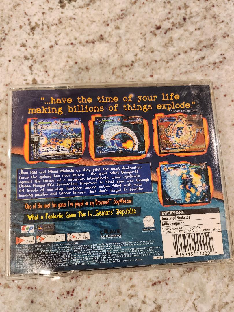 Bangai-O Bangaio Crave Sega Dreamcast DC MINT cond disc