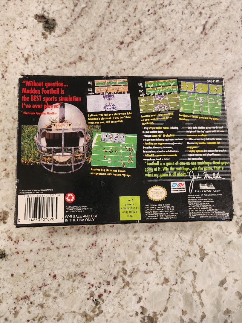 John Madden Fútbol SNES CIB 