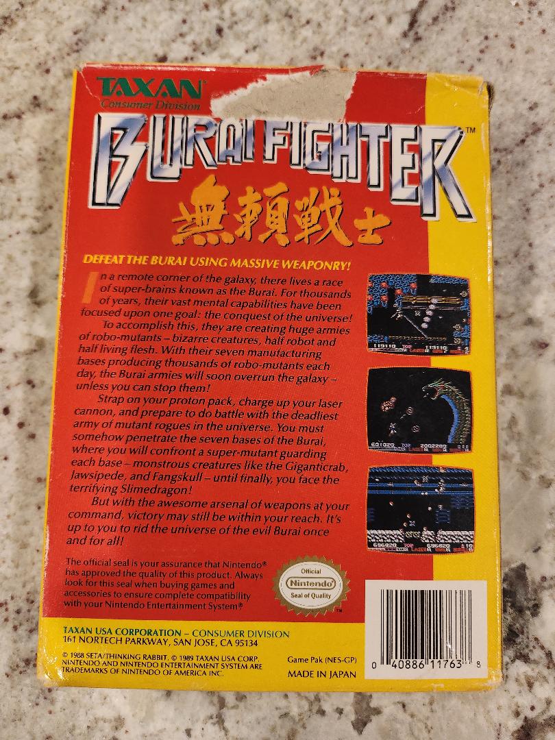 Jeu et boîte Burai Fighter Nintendo NES 