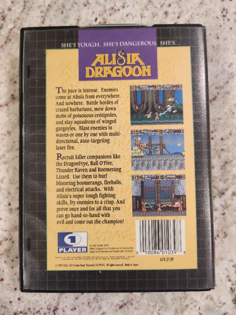 Alisia Dragoon Sega Genesis Cart. and Box Only