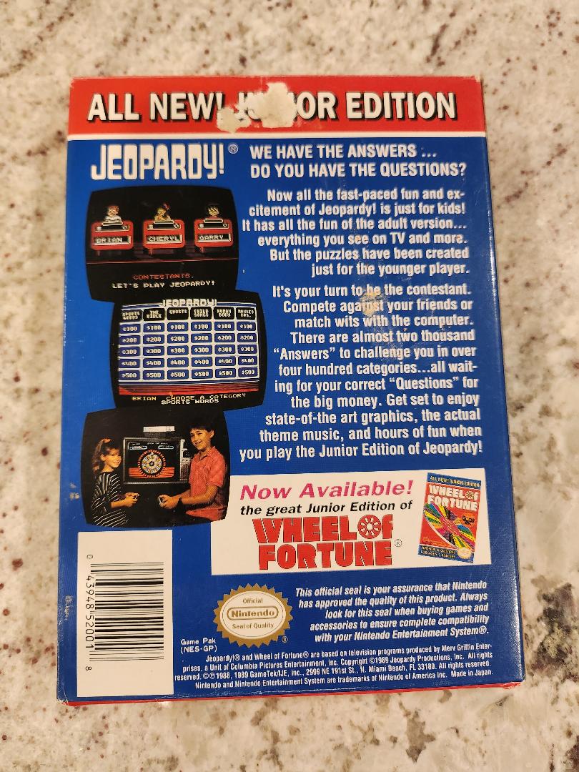Jeopardy Edición Junior Nintendo NES 
