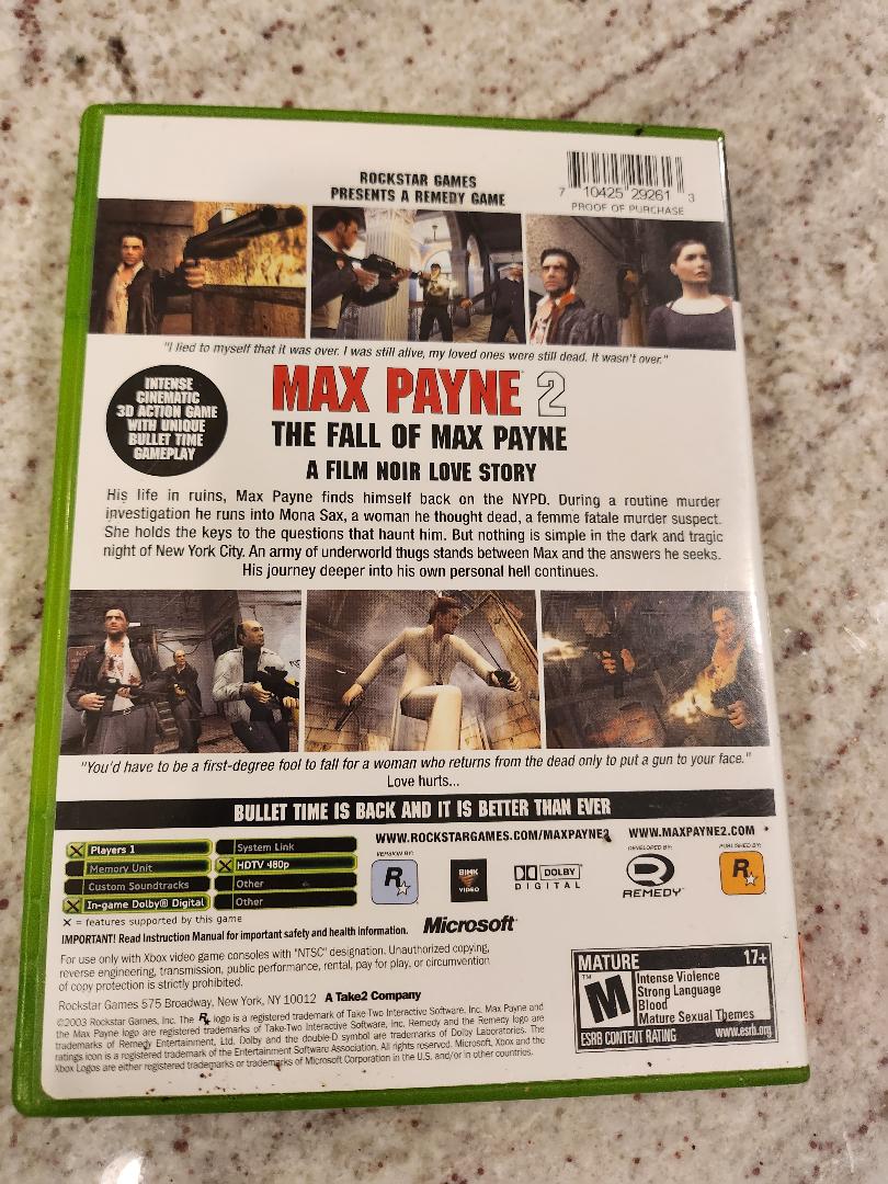 Max Payne 2 Xbox d'origine 