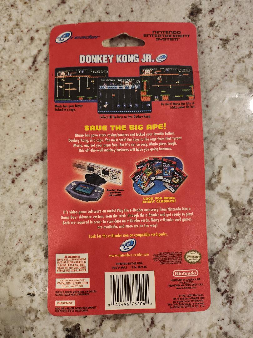 Donkey Kong Jr. Nintendo Game Boy Advance GBA E-Reader Card Pack NUEVO Sellado 