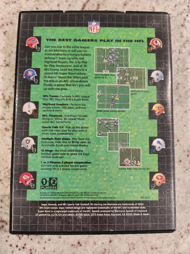 NFL Sports Talk Football '93 Protagonizada por Joe Montana Sega Genesis CIB 