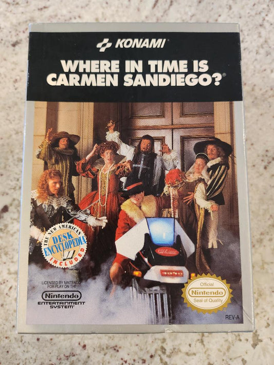 WHERE IN TIME IS CARMEN SANDIEGO NES Box and Game