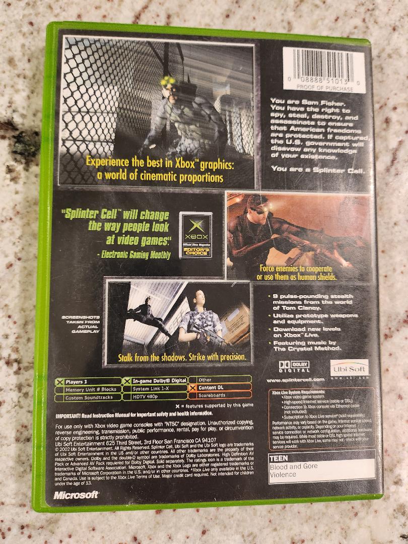Tom Clancy's Splinter Cell Stealth Action redéfini Xbox Original 