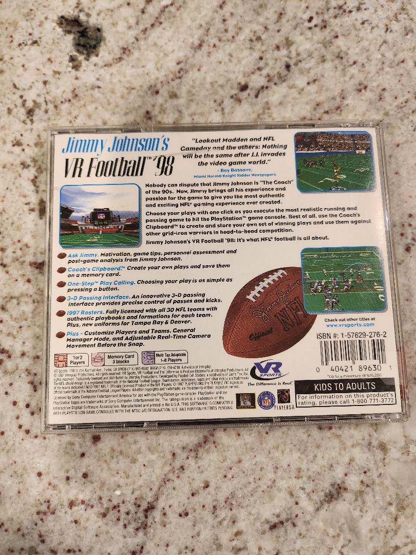 VR Football '98 PS1 de Jimmy Johnson 