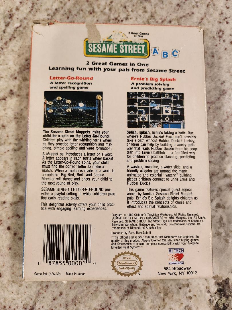 Barrio Sésamo ABC Carta-go-Round/Ernie's Big Splash Nintendo NES 